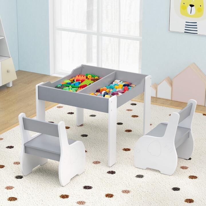 kids activity wooden table and 2 chairs set