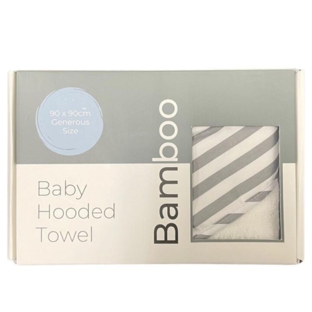 Bamboo Hooded Towel - Grey Stripe - 90x90cm