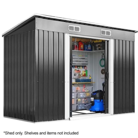 PLANTCRAFT Galvanised Steel Garden Shed 2.38 x 1.31 x 1.82m