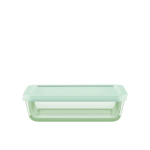 Pyrex Simply Store Rectangular Tinted Glass Storage 3 Cup Green