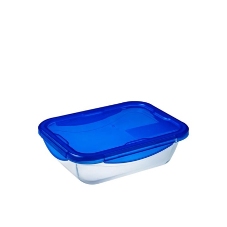 Pyrex Cook & Go Rectangular Glass Storage 800ml Blue