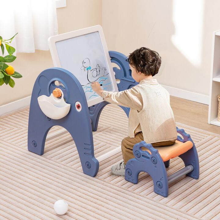 kids easel painting with chair