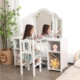 2-in-1 Kids Vanity Table and Chair Set with Removable Mirror