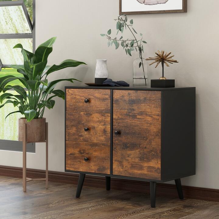 Storage cabinet with 3 drawers and door