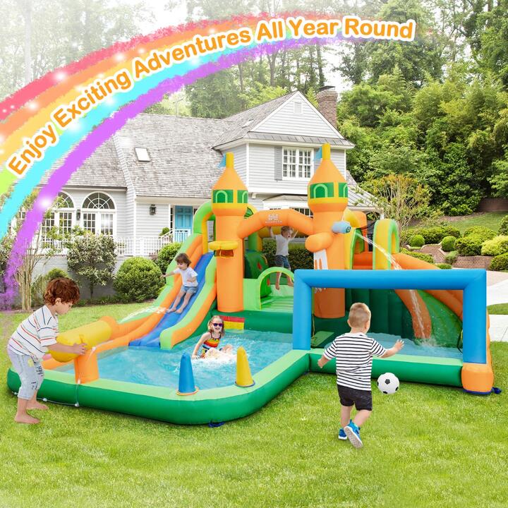 Costway inflatable water slide park kids water park outdoor bounce house inflatable bounce house inflatable castle inflatable jumping house wet dry combo bounce house giant inflatable water park inflatable playhouse for kids