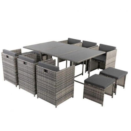 Bali 11 Piece Outdoor Dining Set – Grey