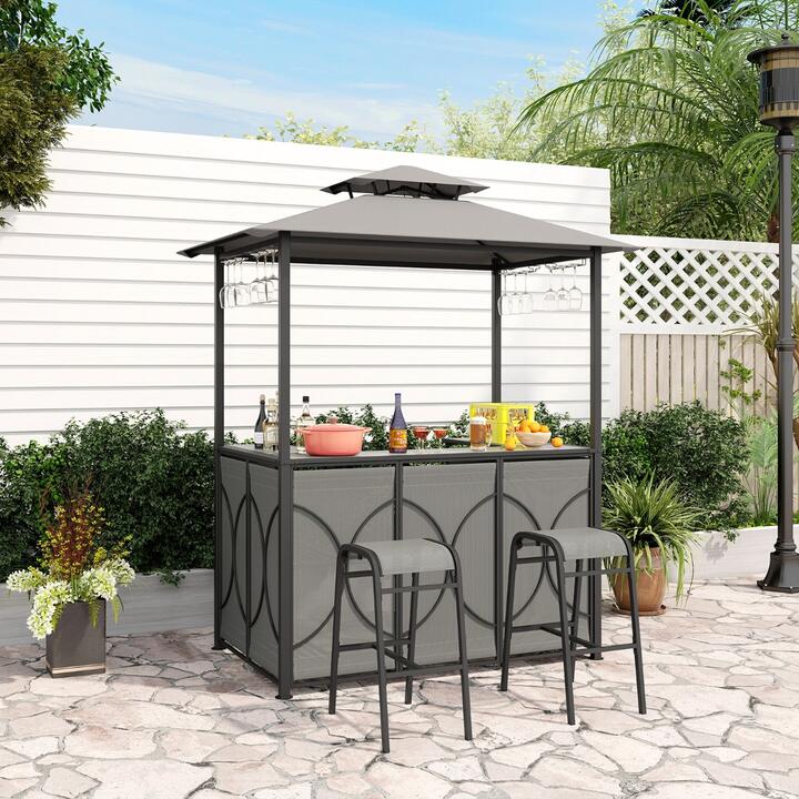 Costway 3-piece patio bar set with gazebo canopy