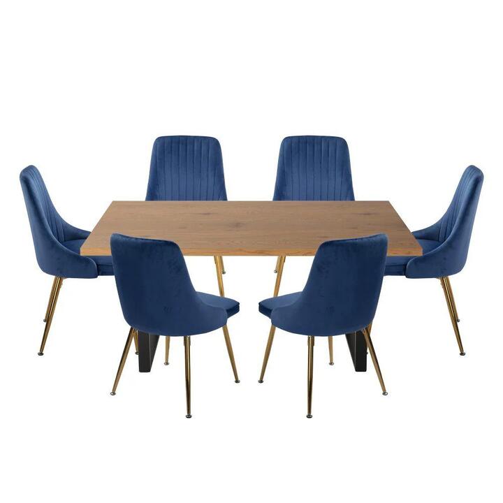 Dinero: Navy Velvet & Natural Table Set