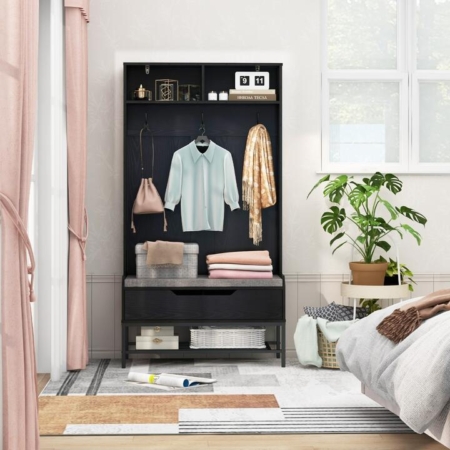 hall tree with bench and shoe storage