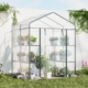 Costway mini walk-in greenhouse with 4 tiers and 8 shelves