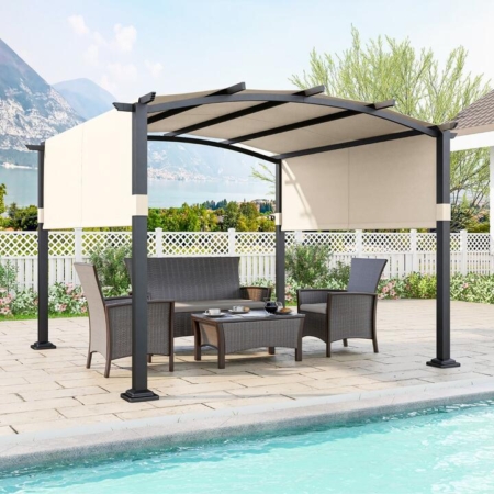 Costway outdoor pergola with retractable canopy