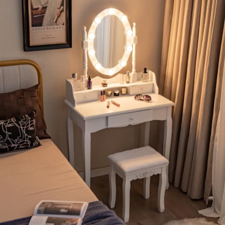 Costway vanity desk with lighted mirror