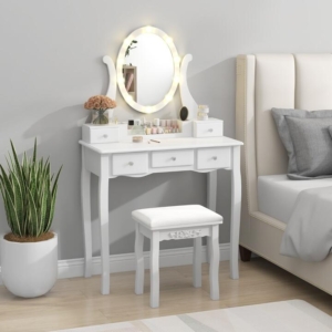 Costway vanity desk with lighted mirror