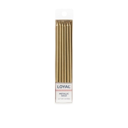 Loyal Tall Candle 12pc Metallic Gold