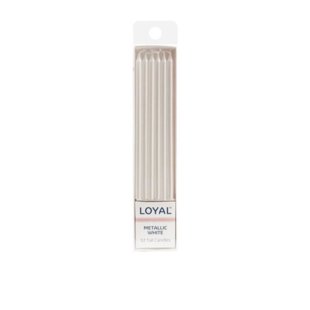 Loyal Tall Candle 12pc Metallic White