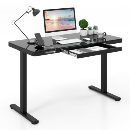 glass standing desk