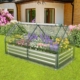 galvanized raised garden bed with greenhouse