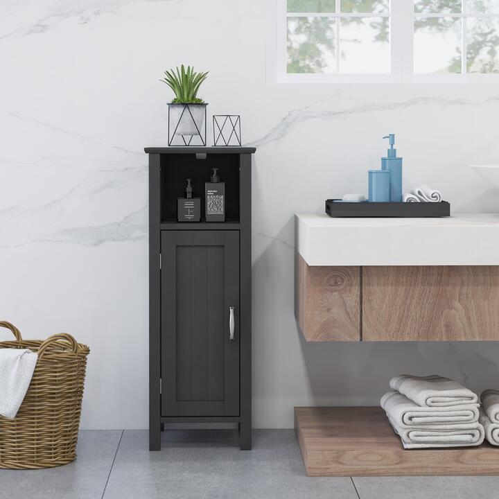 Adjustable Floor Storage Cabinet with Single Door for Bathroom