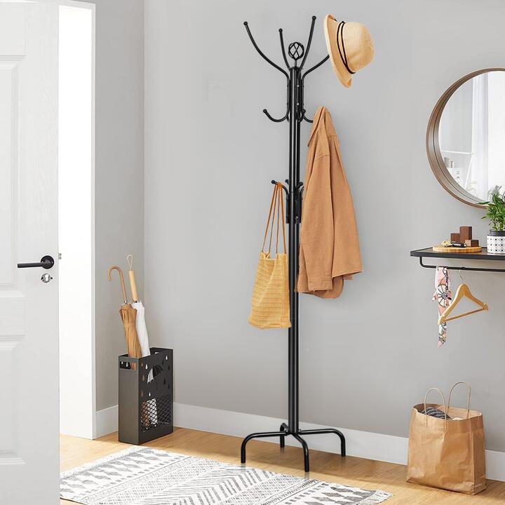 Free-standing coat rack metal stand