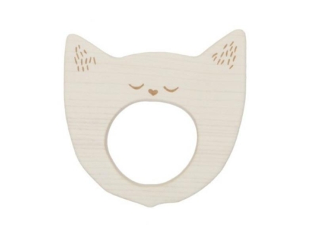 Wooden Story Yawning Cat Maple Wood Teether