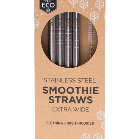 Stainless Steel Smoothie Straws 4 pack and Brush