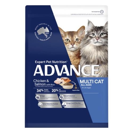 Advance Multi Cat Chicken & Salmon With Rice All Ages Cat Dry Food  3 Kg