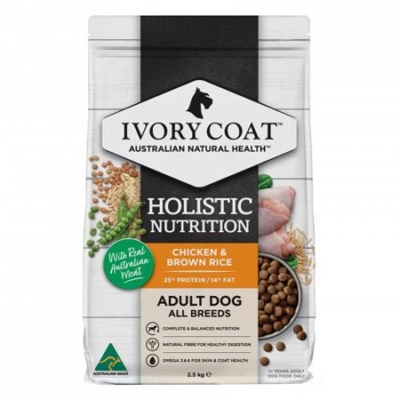 Ivory Coat Holistic Nutrition Adult Dog Dry Food Chicken And Brown Rice  2.5 Kg