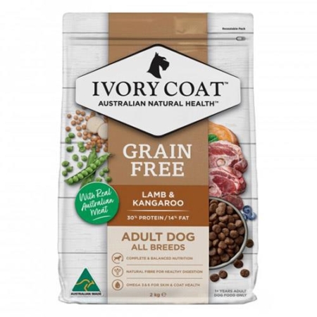 Ivory Coat Grain Free Adult Dog Dry Food Lamb And Kangaroo  2 Kg