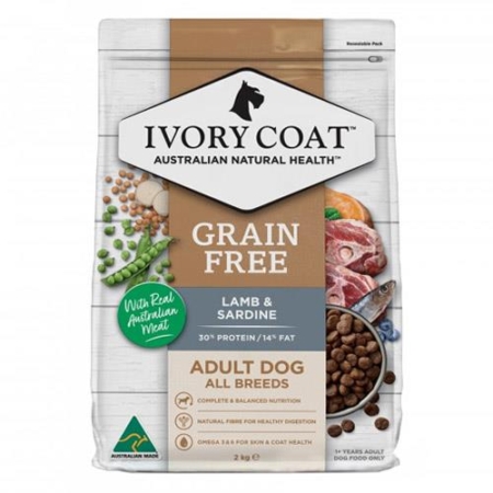 Ivory Coat Grain Free Adult Dog Dry Food Lamb And Sardine  2 Kg