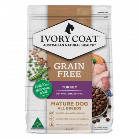 Ivory Coat Grain Free Senior Dog Dry Food Low Fat Turkey 2 Kg