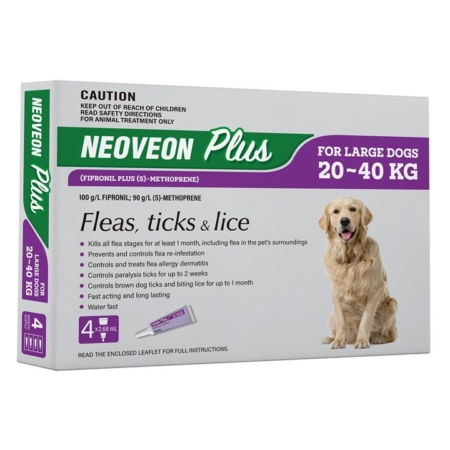 Neoveon Plus Flea And Tick For Large Dogs 20 To 40kg Purple 4 Pack