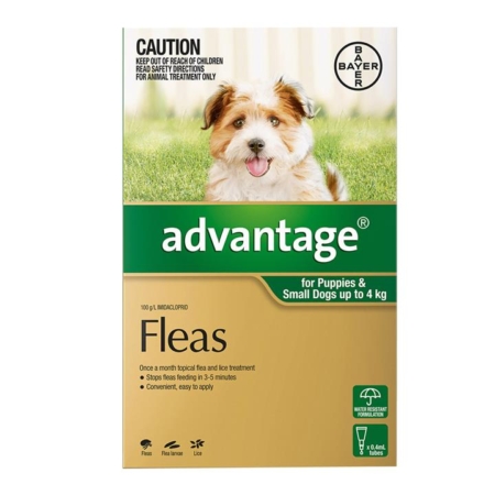 Advantage For Small Dogs Up To 4kg (Green) 4 Doses