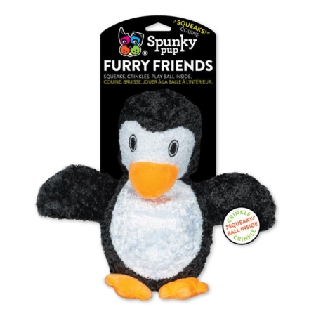 Spunky Pup Penguin With Ball Squeaker  1 Pack