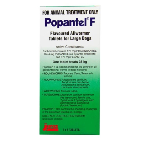 Popantel F Allwormer For Large Dogs (35 Kg) 42 Tablets