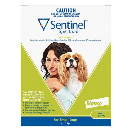 Sentinel Spectrum Tasty Chews For Small Dogs 4 To 11kg (Green) 12 Chews