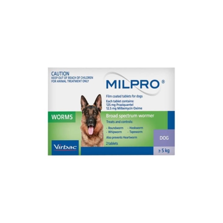 Milpro Allwormer For Dogs 5 - 25 Kg 2 Tablet