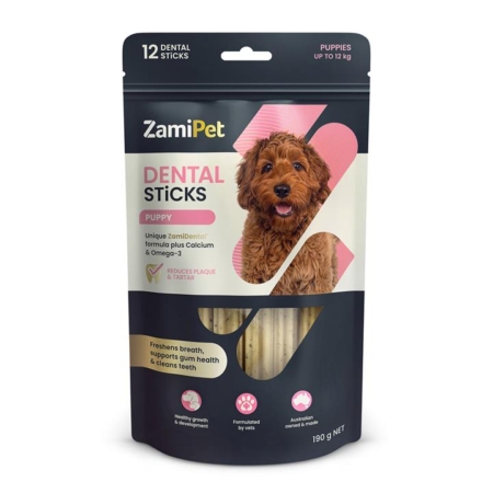 Zamipet Dental Sticks Puppy Dog Treats (Up To 12kg) 12 Pack