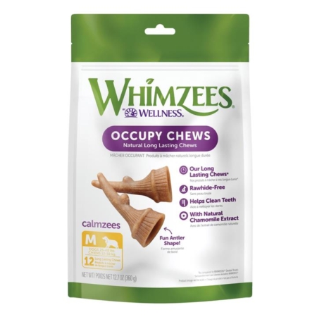 Whimzees Occupy Calmzees Antler Value Bag Dog Dental Treats Medium 12 Chews