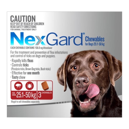 Nexgard Chewables For Large Dogs (25 - 50 Kg) Red 6 Chews