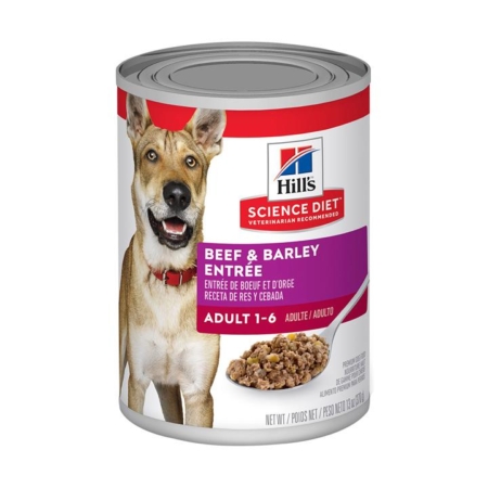 Hill's Science Diet Adult Beef & Barley Entrée Canned Dog Food  370 Gm 12 Cans