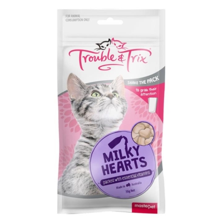 Trouble & Trix Milky Heart Cat Treats 70gm 1 Pack