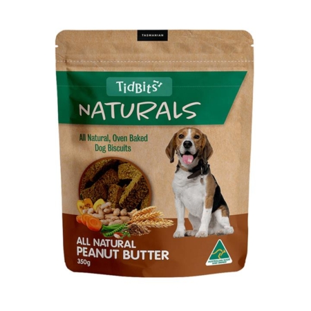 Tidbits Naturals Peanut Butter Biscuit Treats For Dogs  350 Gm