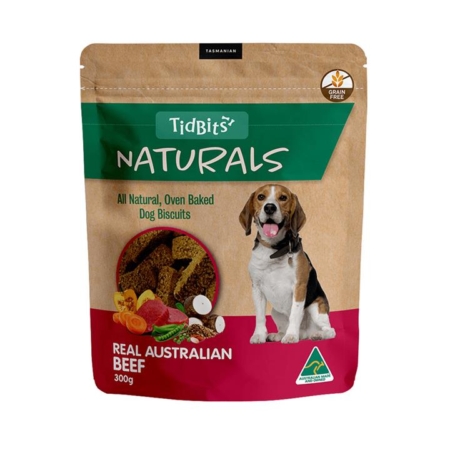 Tidbits Naturals Grain Free Beef Biscuit Treats For Dogs 300 Gm