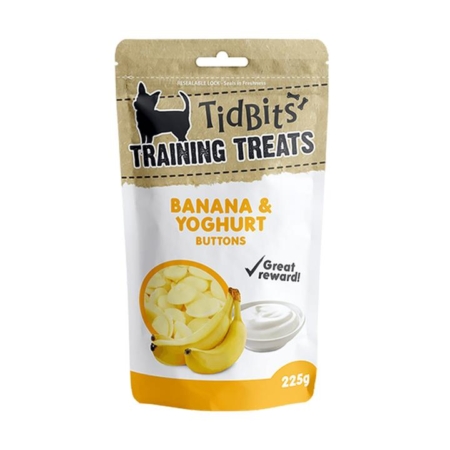 Tidbits Banana & Yoghurt Buttons Training Treats For Dogs  225 Gm