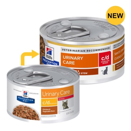 Hill's Prescription Diet C/D Multicare Stress Urinary Care Chicken & Vegetable Stew Canned Cat Food 82 Gm 24 Cans