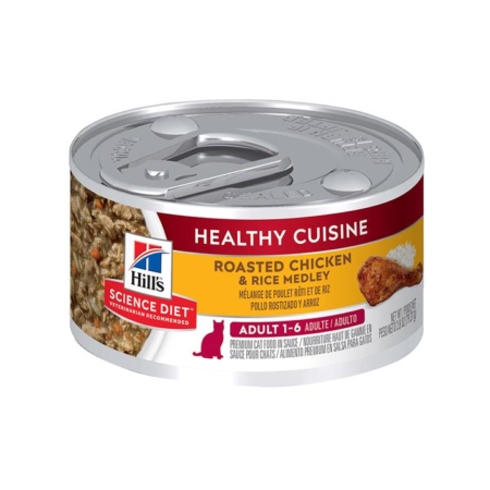 Hill’s Science Diet Adult Healthy Cuisine Roasted Chicken & Rice Medley Canned Cat Food 79 Gm 24 Cans