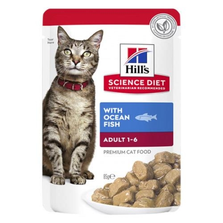 Hill's Science Diet Optimal Care Adult Cat Ocean Fish Wet Pouch 85 Gm 12 Pouch