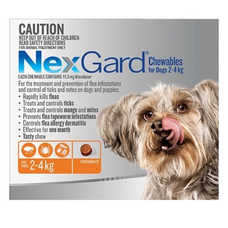 Nexgard Chewables For Very Small Dogs (2 - 4 Kg) Orange 3 Chews