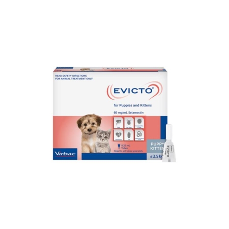 Evicto Spot-On (Selamectin) For Puppies/Kittens 2.5kg (Grey) 4 Pack