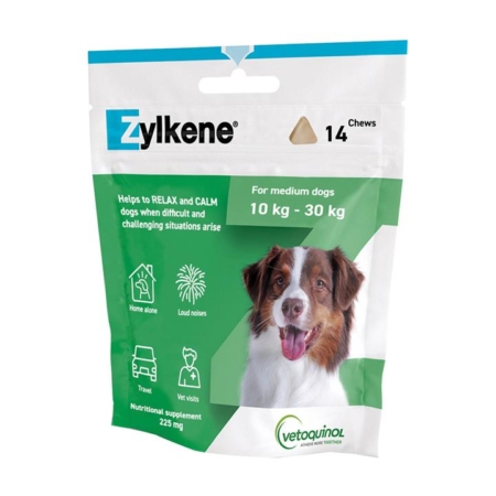 Zylkene Nutritional Supplement Calming Chews For Medium Dogs 10-30kg 225mg 14 Chews